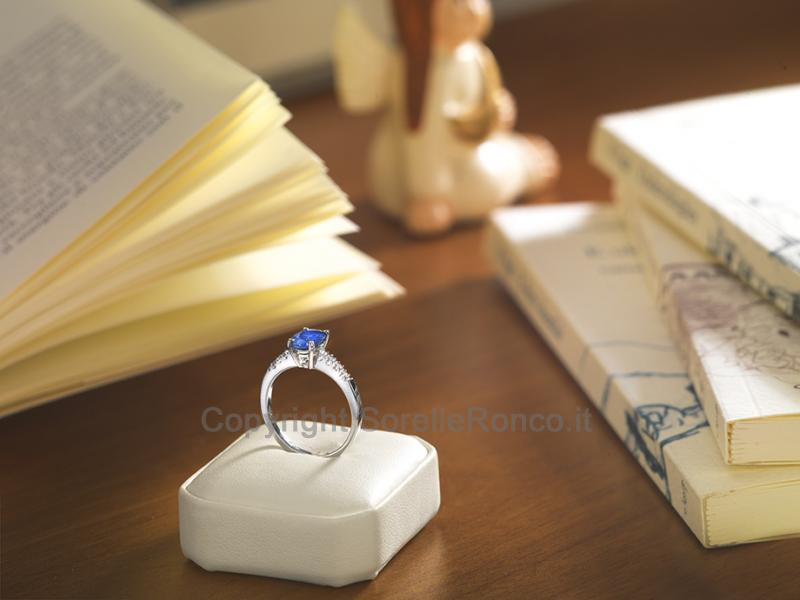 ANELLO ORO DIAMANTI E ZAFFIRO 1.28 CT